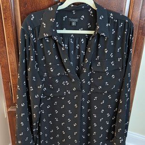 Ann Taylor, XXL Tall, Black, Long Sleeve Blouse